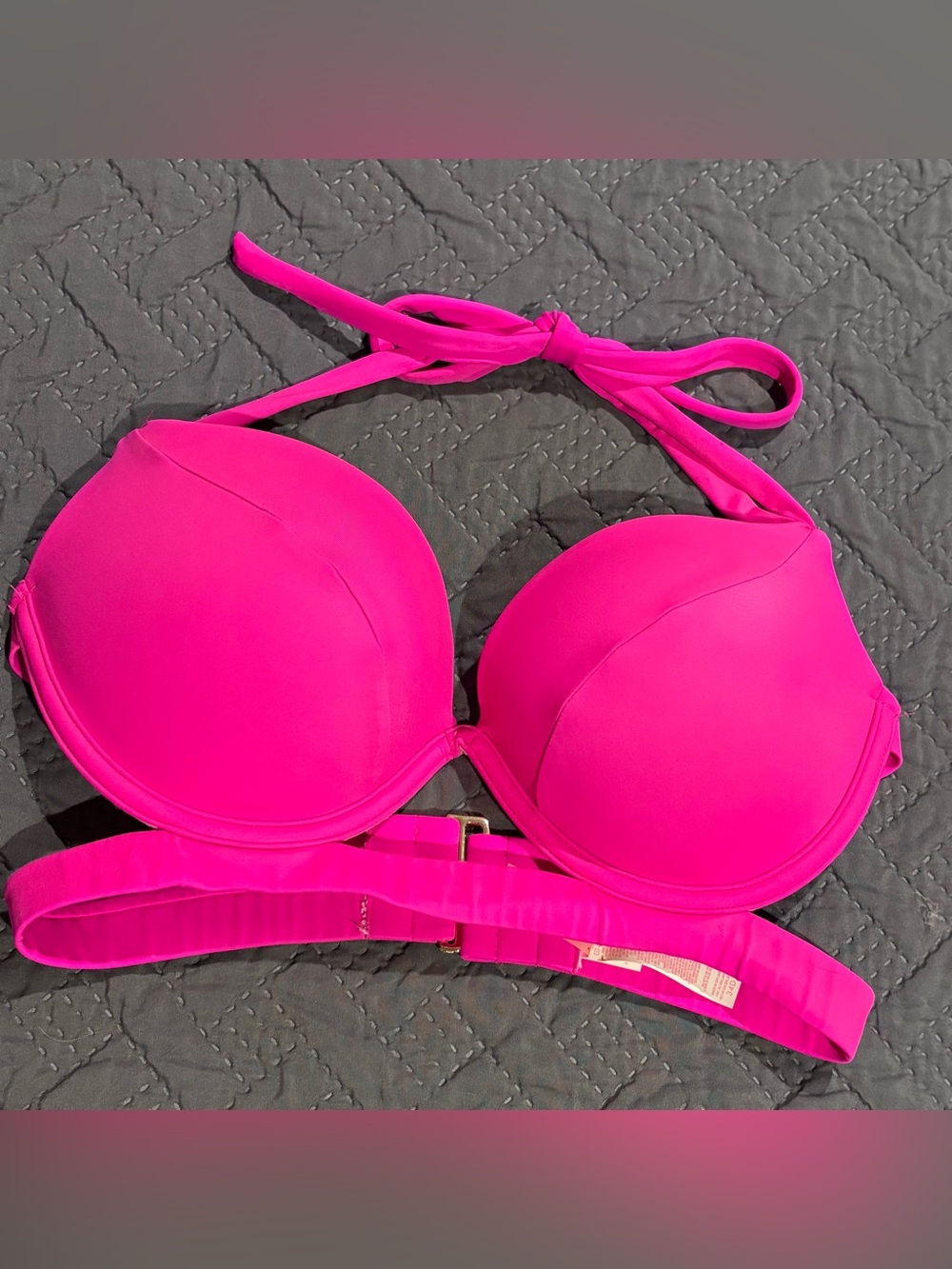 Victoria's Secret Bright Hot Pink Halter Push-Up Bikini Top